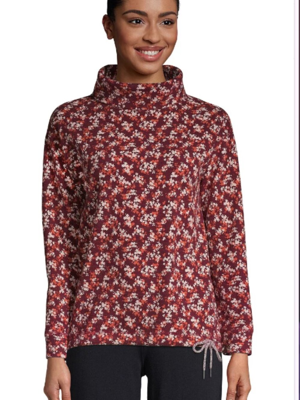 Lands' End waffle knit funnel neck top